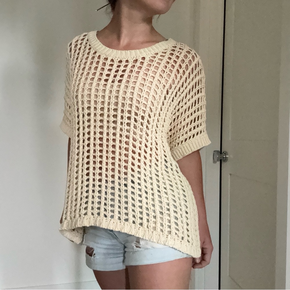 Small Cream Knit Open Weave Sweater